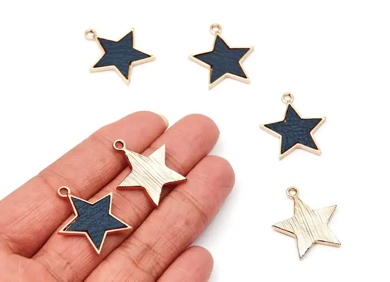 

Star Shaped Charms- Zinc Alloy Earring Findings - 6Pcs/Lot - Alloy Pendant for Necklace -28,28mm x24,8x2,4mm - ZZ1232