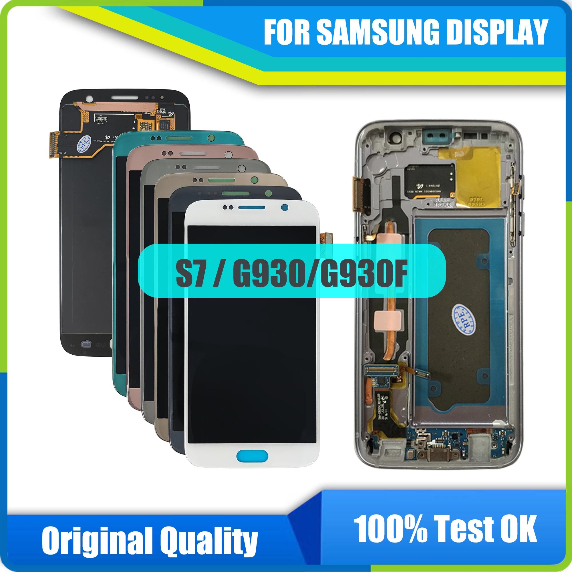 

SUPER AMOLED 5,5 "mit Brennen schten LCD mit rahmen для SAMSUNG Galaxy S7 rand G930 G930F Дисплей сенсорный дигитайзер