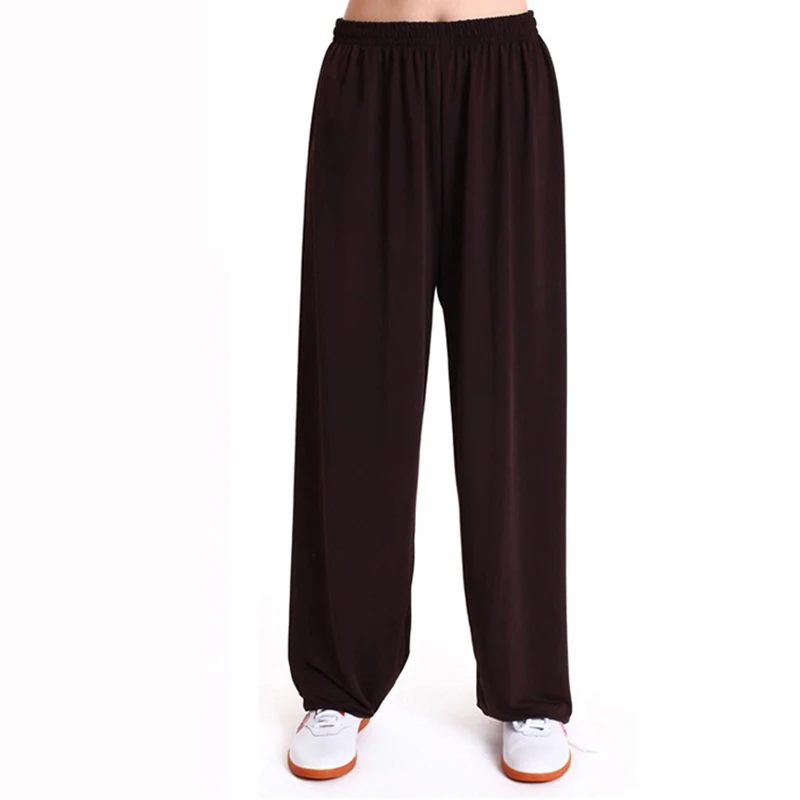Coffee Zooboo Ice silk боевые искусства Тай Чи штаны для йоги штаны для акробатики кунг-фу укороченные штаны для фитнеса танцевальные штаны для бега для мужчин и женщин - Цвет: Coffee