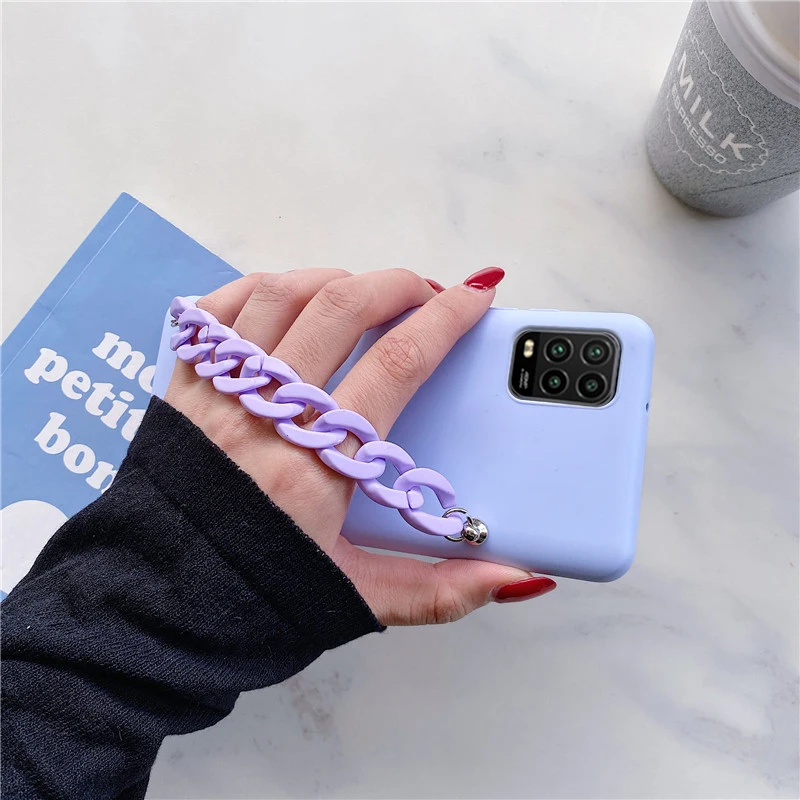 Wriststrap Bracelet Silicone Chain Phone Case For Xiaomi Mi 11 10T Lite Note 10 pro lite Ultra 9t pro Soft Tpu Back Cover