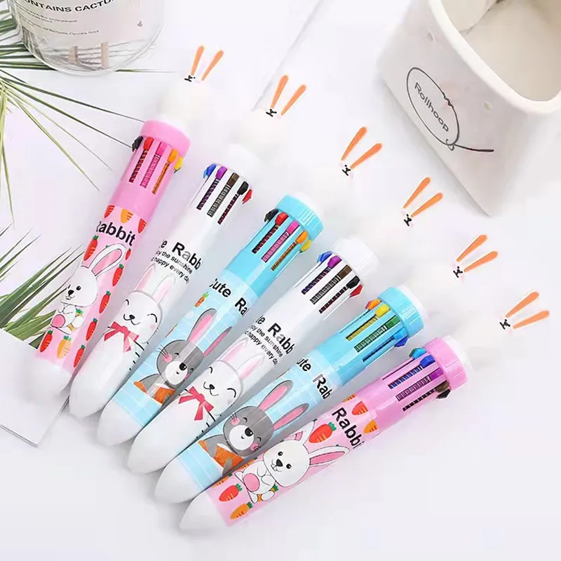 

Color ball point pen creative student ten color ball point pen lovely stationery rabbit multicolor pen hand account pen cute