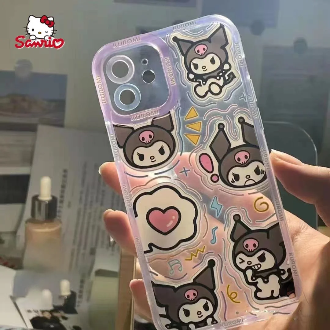 

Sanrio Kuromi Transparent Cartoon Phone Case for iPhone13 13Pro 13Promax 12 12Pro Max 11 Pro X XS MAX XR 7 8 Plus Cover