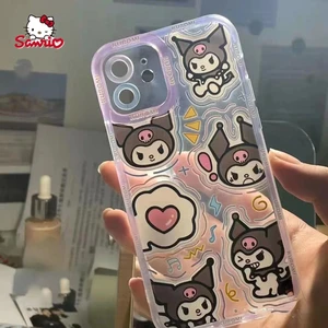 Sanrio Kuromi Transparent Cartoon Phone Case for iPhone13 13Pro 13Promax 12 12Pro Max 11 Pro X XS MAX XR 7 8 Plus Cover