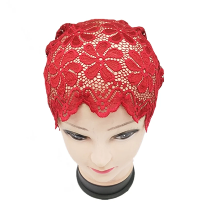 Мусульманский головной убор с полным покрытием кружевная шапка цветами платок