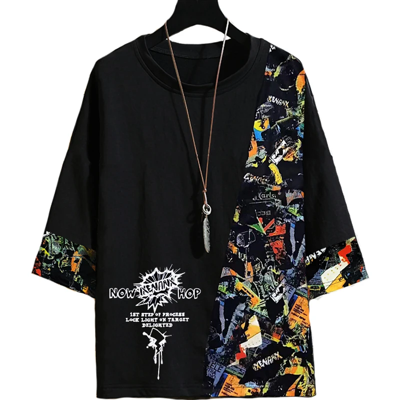 

Fashion Man Plus-sized T-shirt 2021 Spring Summer Oversized Cotton Spandex Colour Matching Casual Tshirt Fat Guy Big Size Tshirt