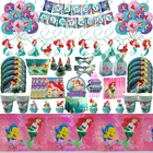 Воздушные шары Русалка Ариэль для украшения дня рождения, одноразовая посуда для будущей матери, Подарочный пакет, инструменты для украшения тортов, украшение для вечеринки