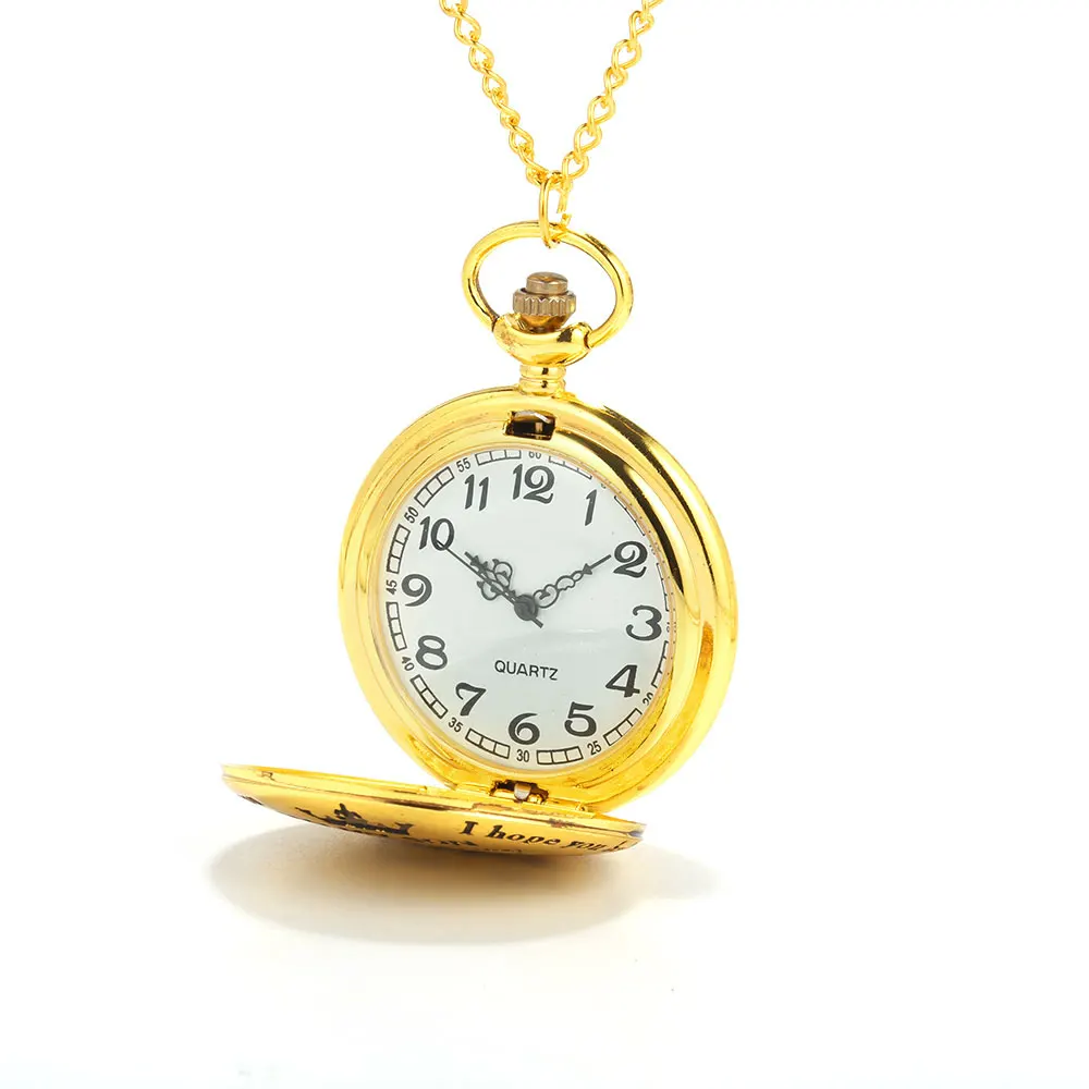 8813 большие карманные часы с золотой надписью на английском языке в римском