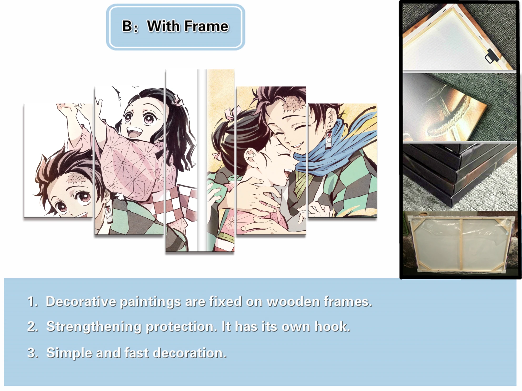 5 шт. HD аниме мальчик и девочка Настенная картина рассекающий демонов киметсу No