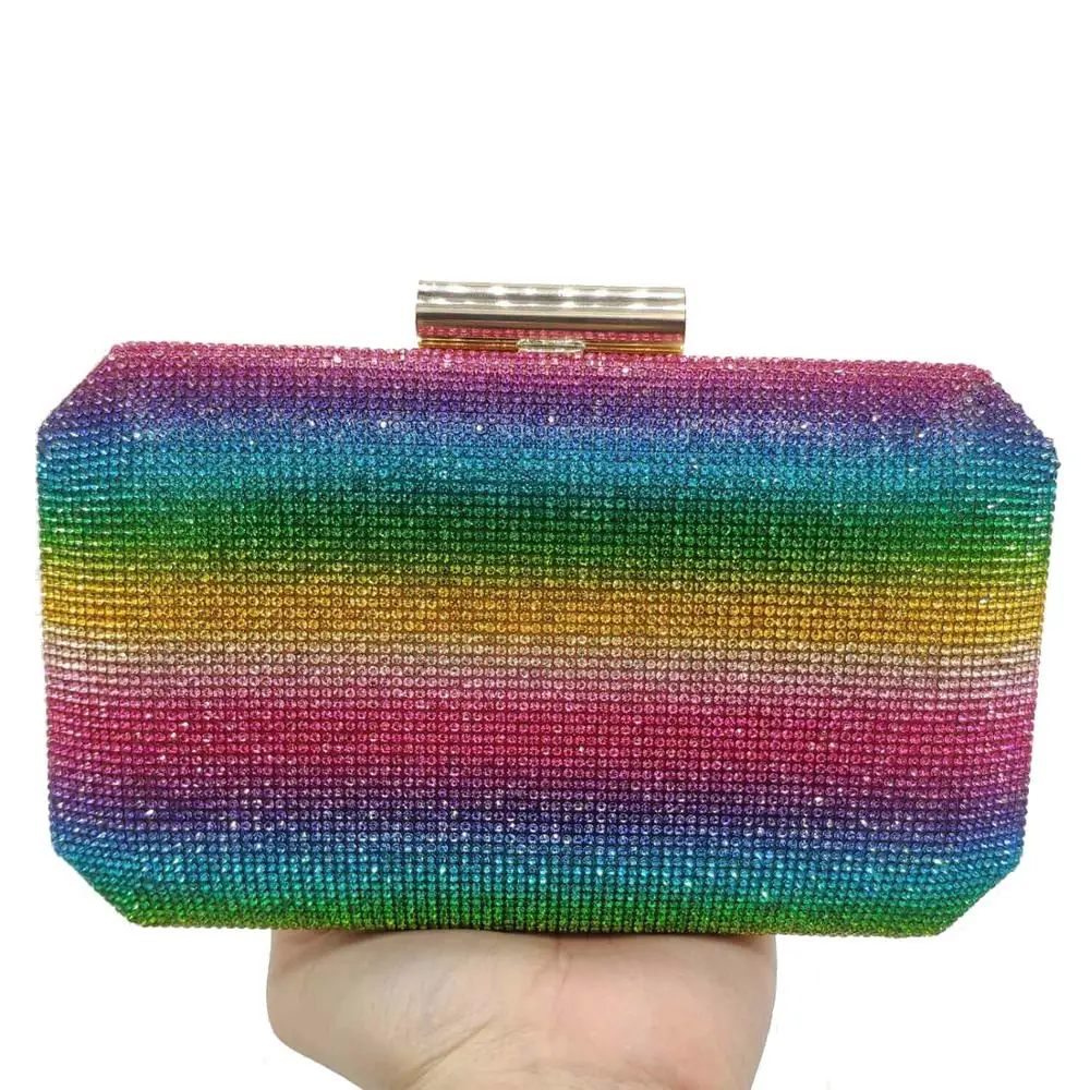 

Women New rainbow Arrival evening bags Diamonds Fashion Hanbags ladies party Clutches wish Crystal Gorgeous Purse