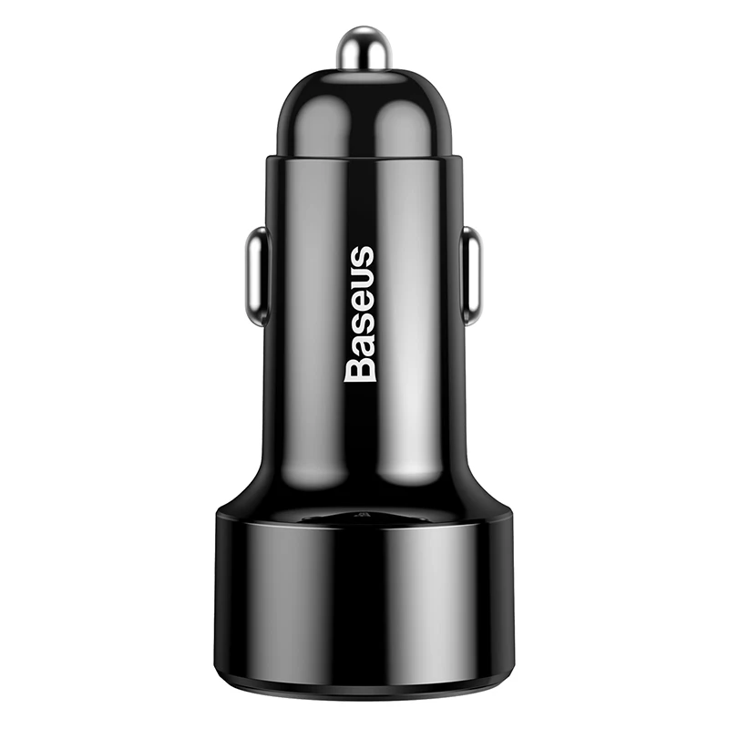 Baseus 45 Вт светодиодный дисплей автомобильное зарядное устройство quick charge 3,0 USB PD зарядное устройство type c Быстрая зарядка для iPhone 8 samsung huawei xiaomi phone - Тип штекера: Black