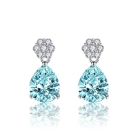 trendy earrings 925 silver jewelry water drop shape zircon gemstone earrings for women wedding promise party ornament wholesale