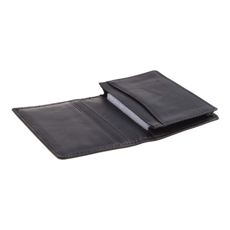 

Men Black Leather Expandable Credit Card ID Business Cards Holder Wallet Case