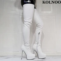 kolnoo new real photos ladies high heel boots wedding party sexy over knee boots platform evening club fashion winter long shoes