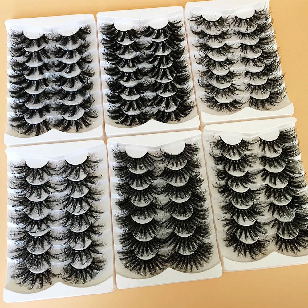 

New Hot 7 Pair 3D Mink Lashes Cruelty Free Eyelashes 25mm Lashes Fluffy Messy Natural Long Thick False Eyelashes Extension