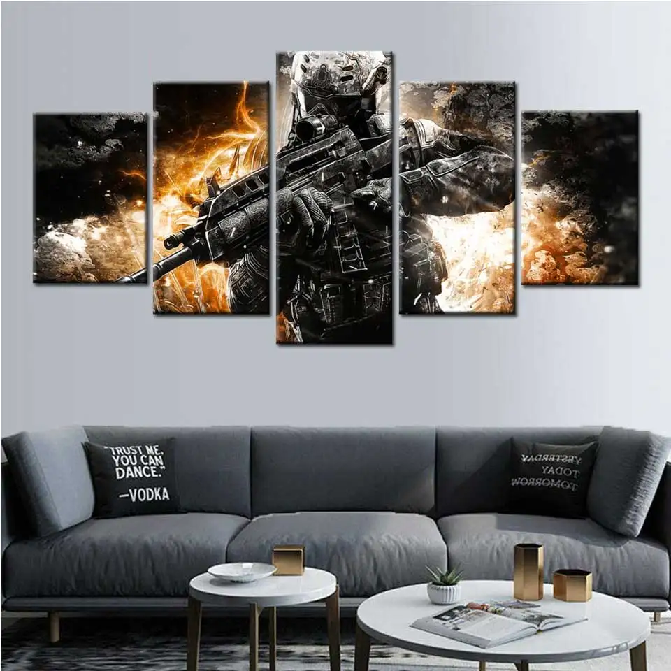 

5Pcs Call of Duty Black Ops 2 Gamer Posters HD Canvas Wall Art Pictures Decoration Accessories Living Room Home Decor Paintings