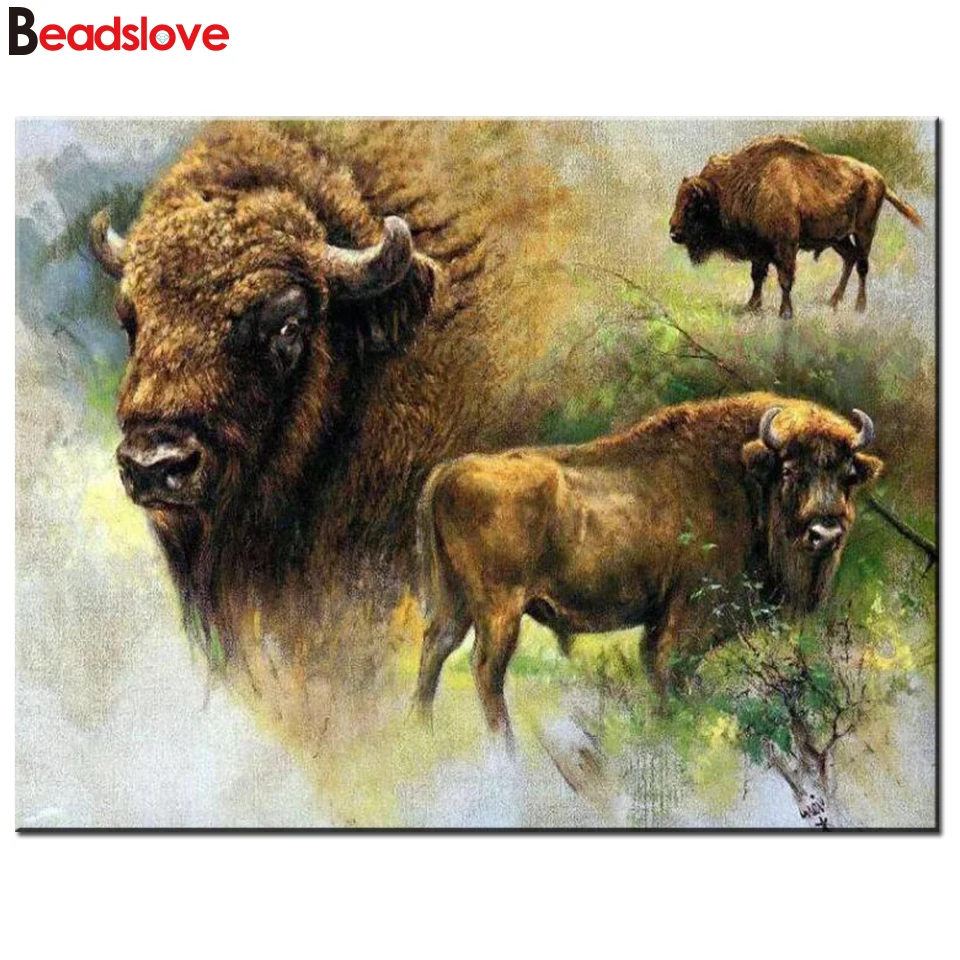 5d алмазная живопись сделай сам натуральный бизон полная вышивка круглые алмазы