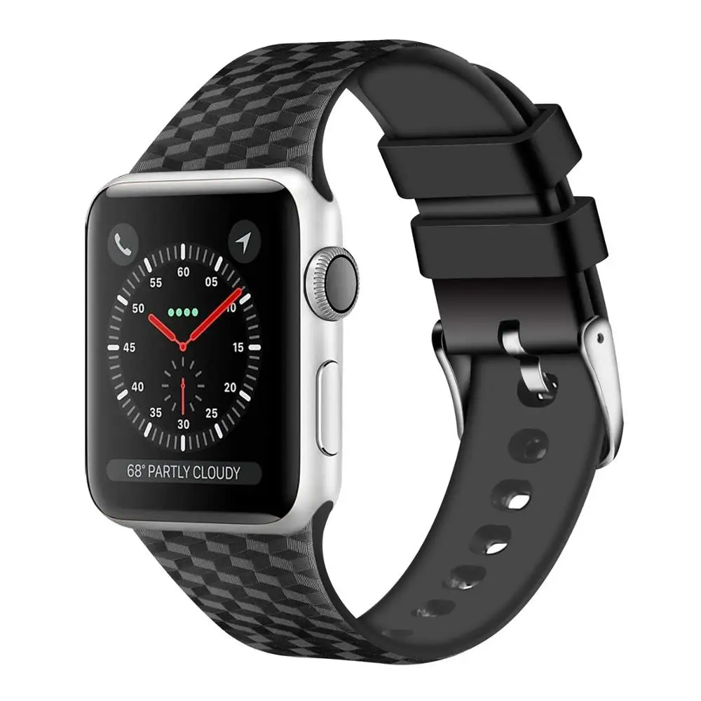 Силиконовый ремешок для Apple watch 6 band 44 мм 40 спортивный браслет с 3d текстурой iWatch 38 42 series 3 4 5 se 6|Ремешки часов| |