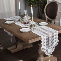 european white lace embroidery pendant high quality table runner mat home hotel decoration piano cover cloth camino de mesa