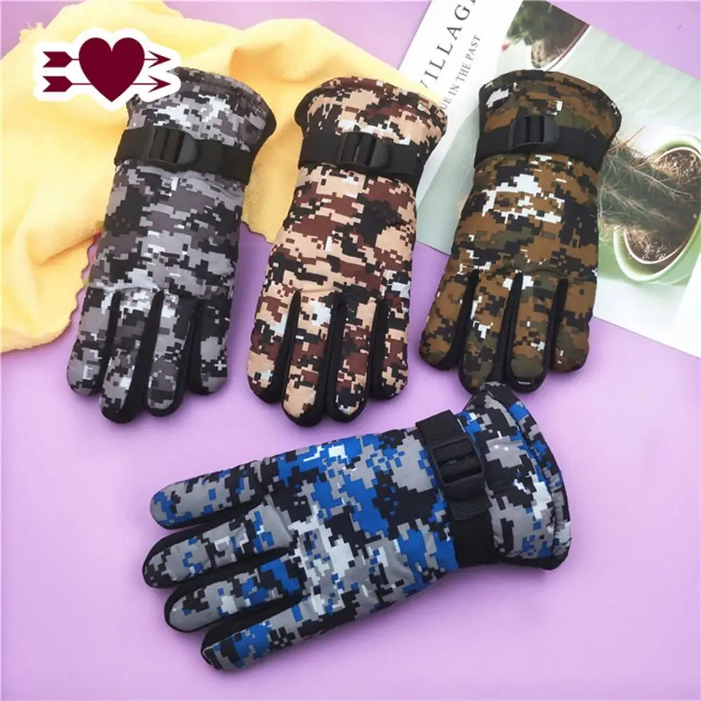 

1 Pair Fleeced Sport Gloves Cartoon Windproof Full Finger Cover Winter Gloves for Kids