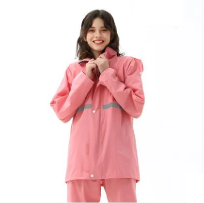 Pink Single layer Открытый двойной слой Светоотражающая полоса Мужчины Женщины плащ пальто брюки костюм спортивная езда Рыбалка Кемпинг Альпинизм Дождевик Пончо - Цвет: Pink Single layer