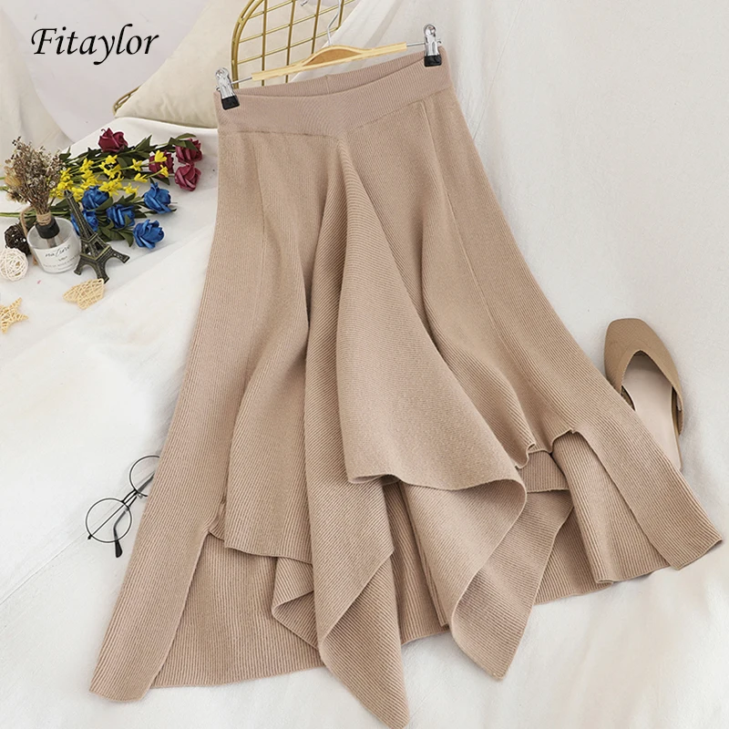 Теплая трикотажная Женская юбка ftaylor с высокой талией эластичная повседневная