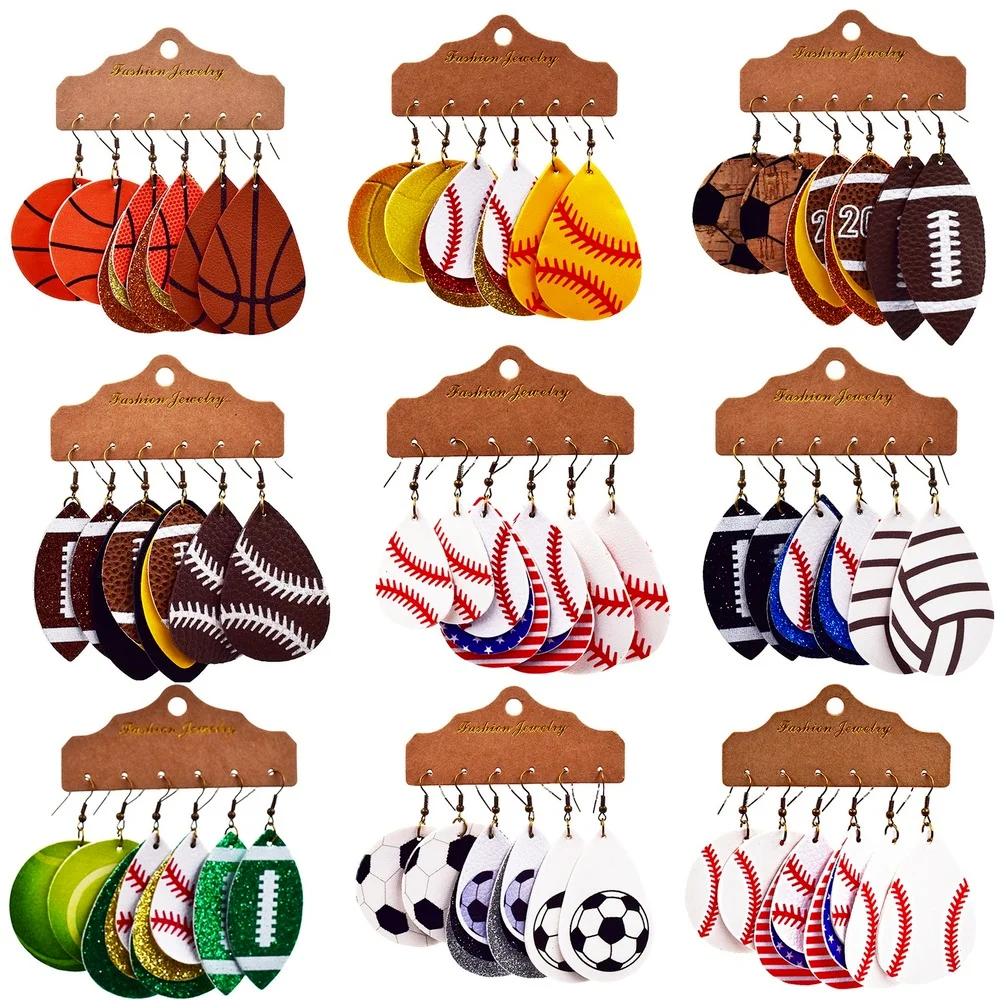

2021 new European and American fashion trend women's party ethnic style leather material three-piece set explosion earrings