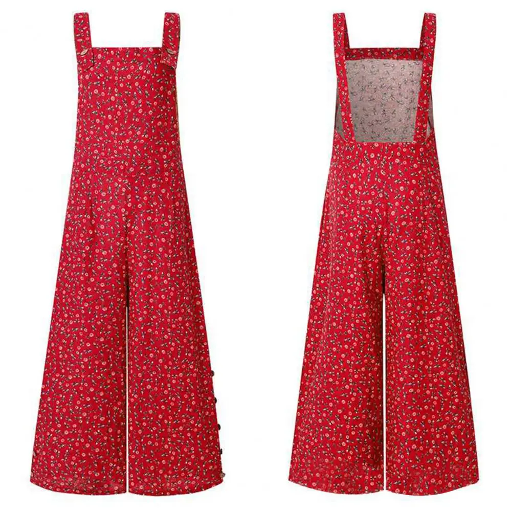 

Floral Print jumpsuits Women Rompers Pants Trousers Long Wide leg Overalls for Women Loose Sleeveless Playsuits Pants bodysuits