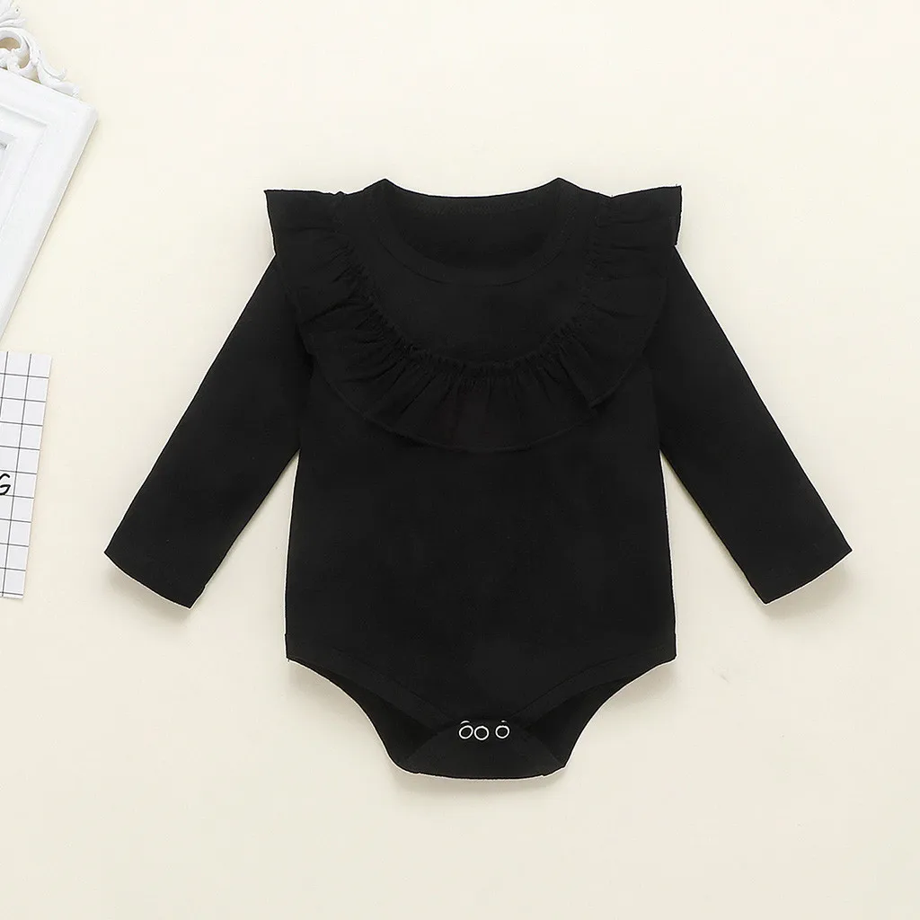 Одежда для маленьких девочек однотонное боди с длинными рукавами одежда Зимний