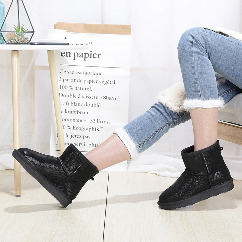 Опт/розница! Классические Водонепроницаемые зимние ботинки из натуральной