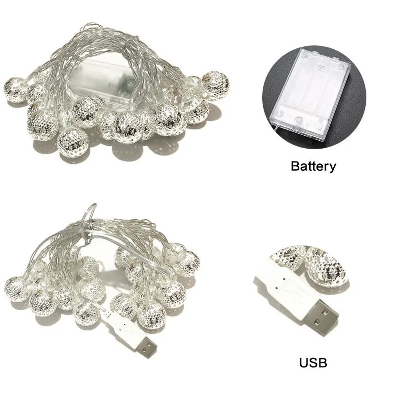Светодиодный шарик Марокко гирлянды 5 м 50 светодиодный s батарея/USB рождественское освещение украшение дома для праздника, свадьбы, дня рождения