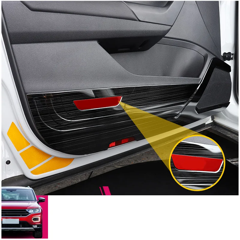 Lsrtw2017 нержавеющая сталь двери автомобиля anti-kick коврик для volkswagen t-roc 2017 2018 2019 2020 |