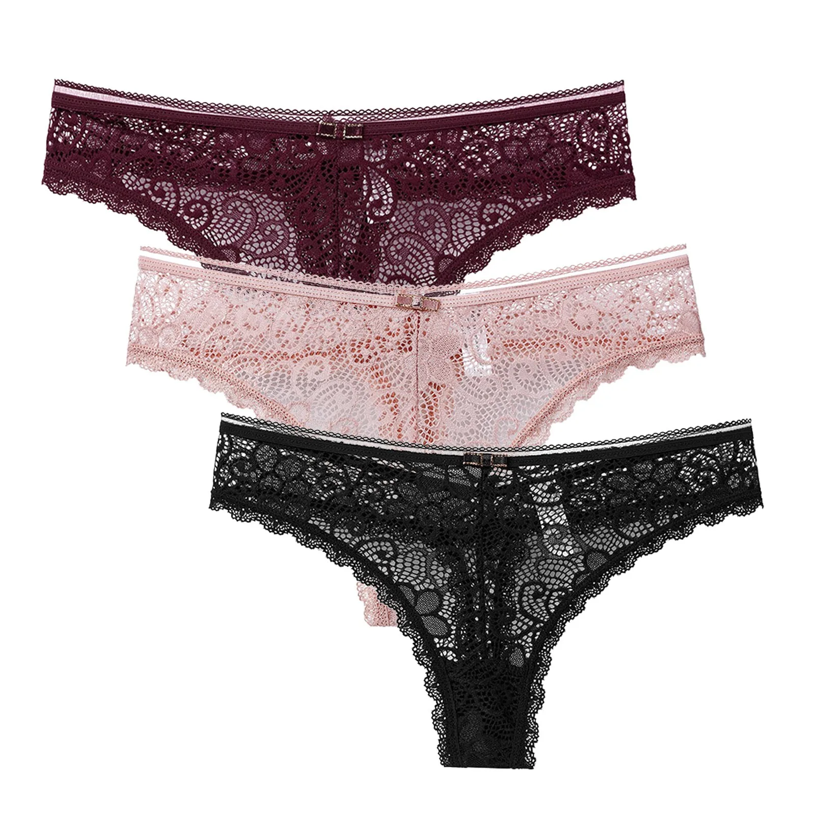 

3 Pcs Panties for Woman Underwear Sexy Lace Breathable Soft Lingerie Female Briefs Panty Sexy Transparent Women's Underpants
