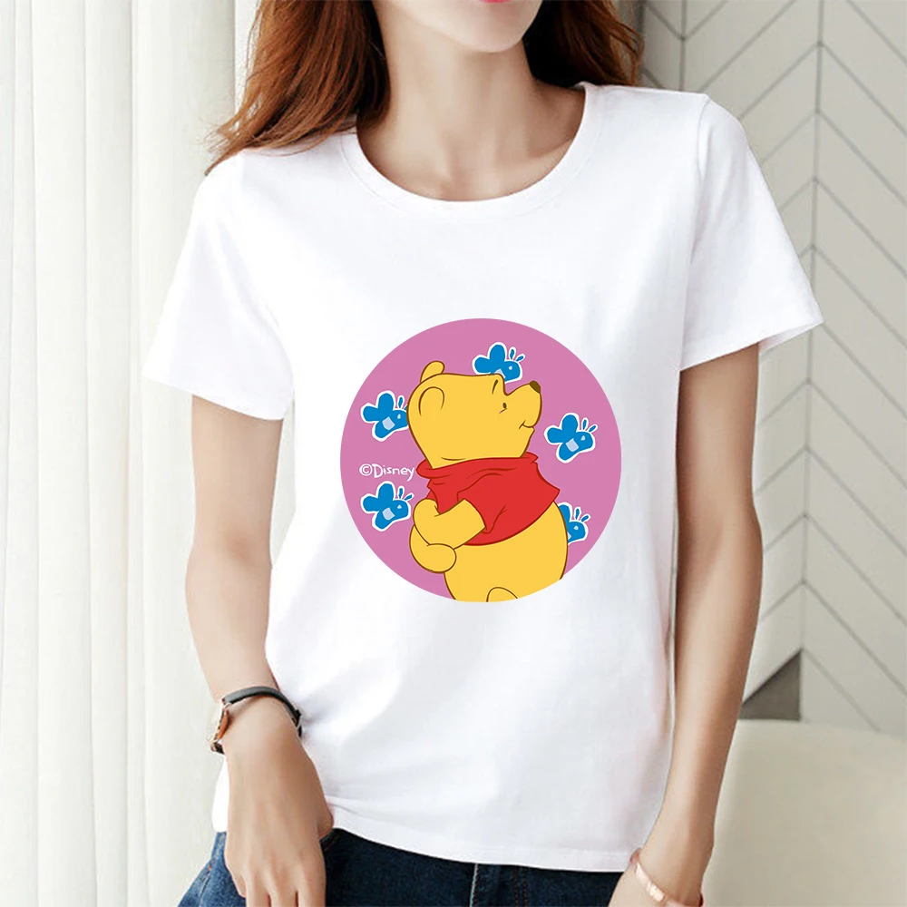 

Tops Women 2021 Winnie The Pooh Tee Shirt Femme Printed T-shirts Woman Disney Summer Kawaii for Girls O-neck Aesthetic Clothes