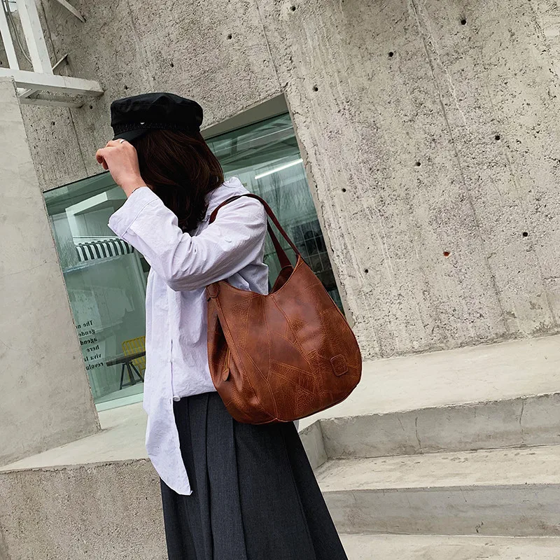 Винтажные сумки хобо из искусственной кожи для женщин дамские сумочки на ремне