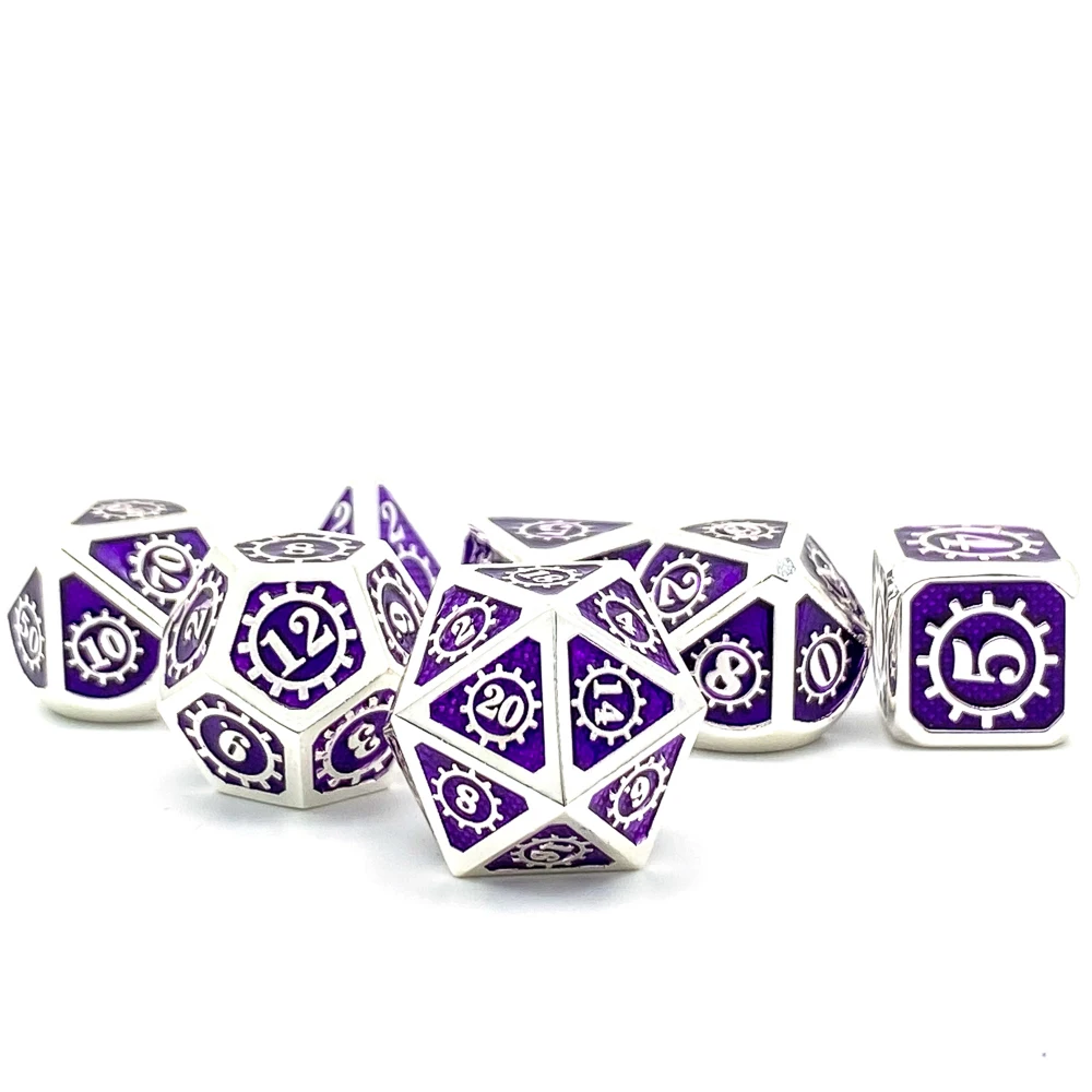 Cusdie Шестерни металла D & кости 7 шт. игральные DND многогранные набор для ролевых