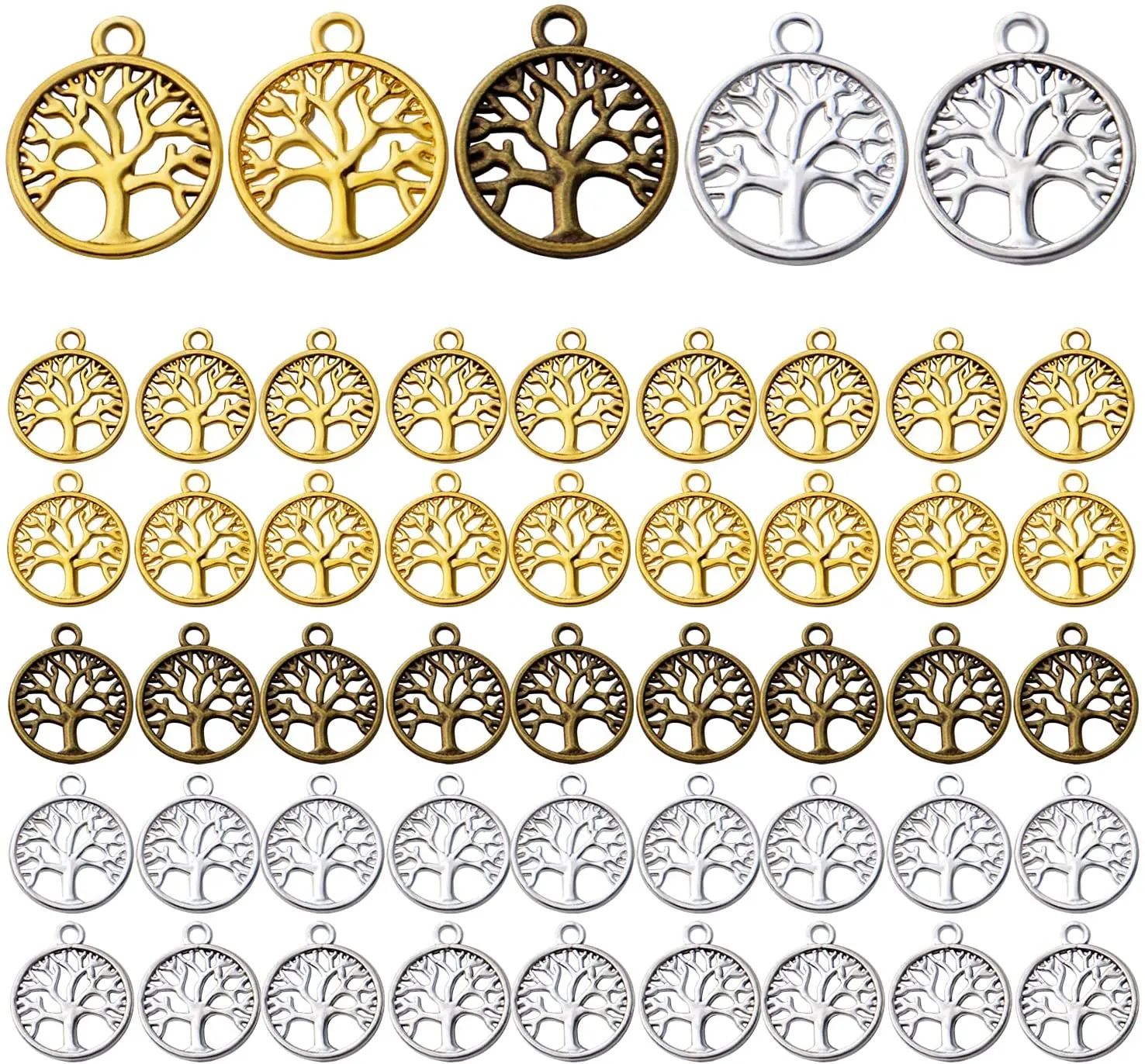 

50 шт., подвески в виде дерева, 5 цветов