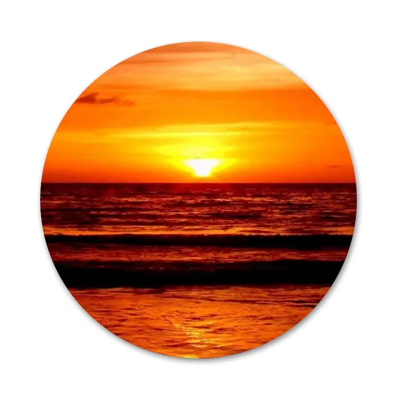 

58mm Cute Floral sunset summer beach Sea Badge Brooch Pin Accessories For Clothes Backpack Decoration gift