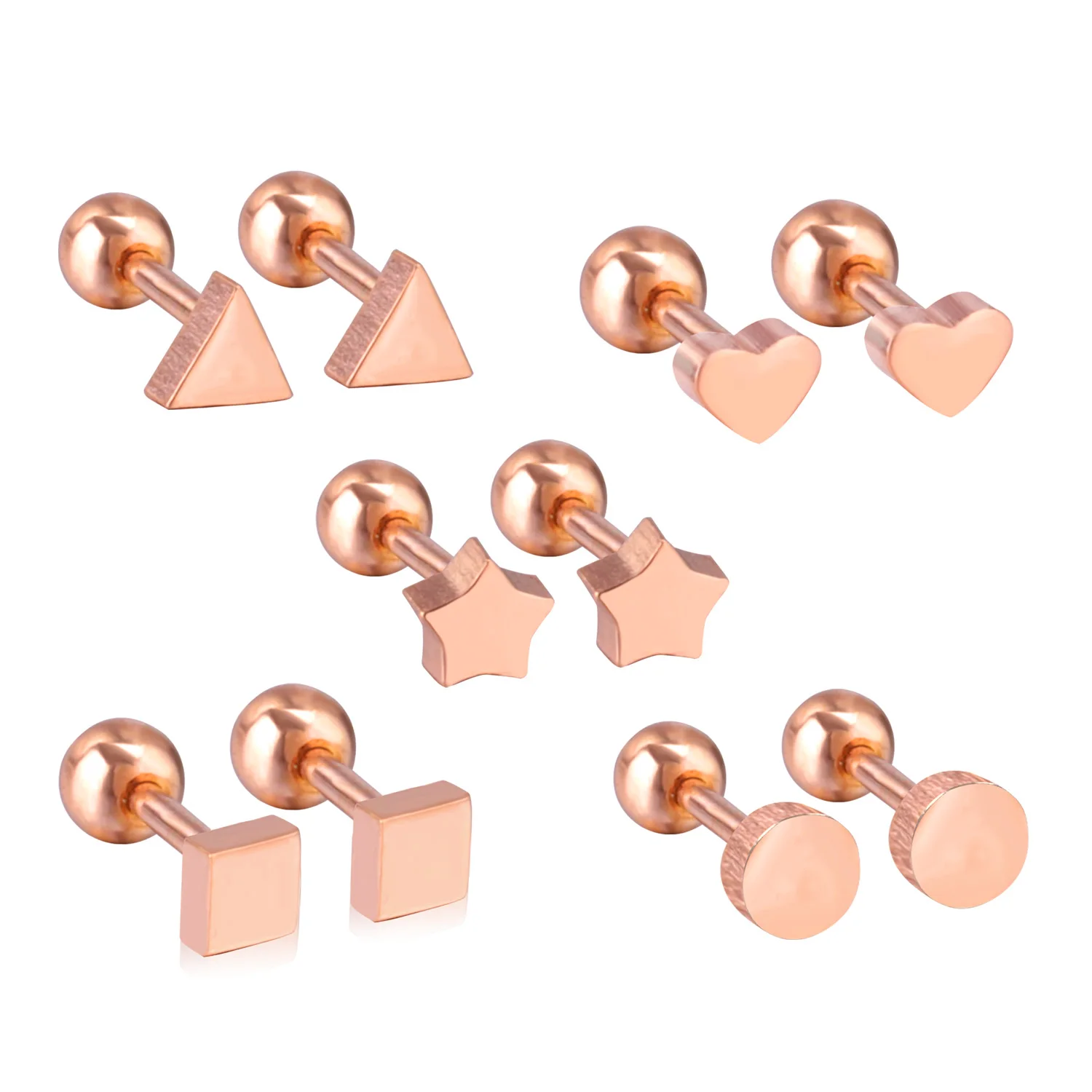 Серьги гвоздики LUXUKISSKIDS из розового золота для детей звезда сердце серьги