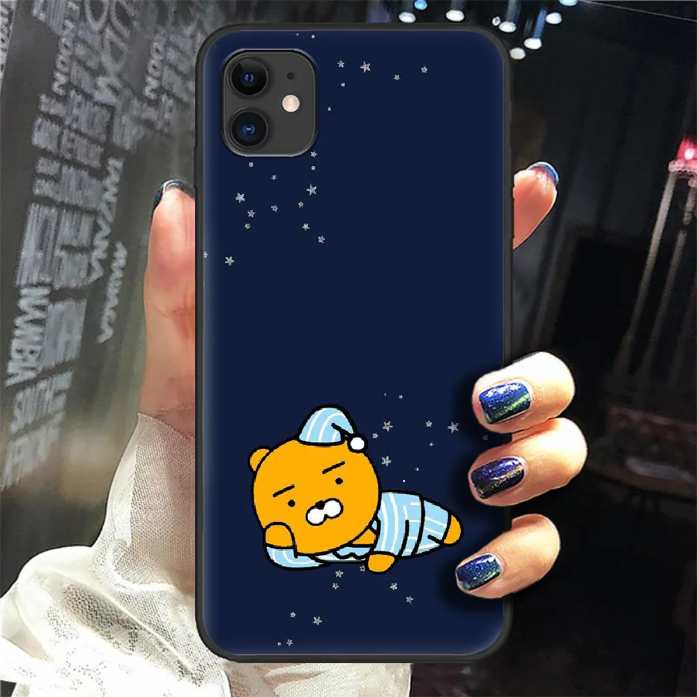 

Lovely Cartoon Ryan bear Phone Case Cover Hull For iphone 5 5s se 2 6 6s 7 8 12 mini plus X XS XR 11 PRO MAX black back painting