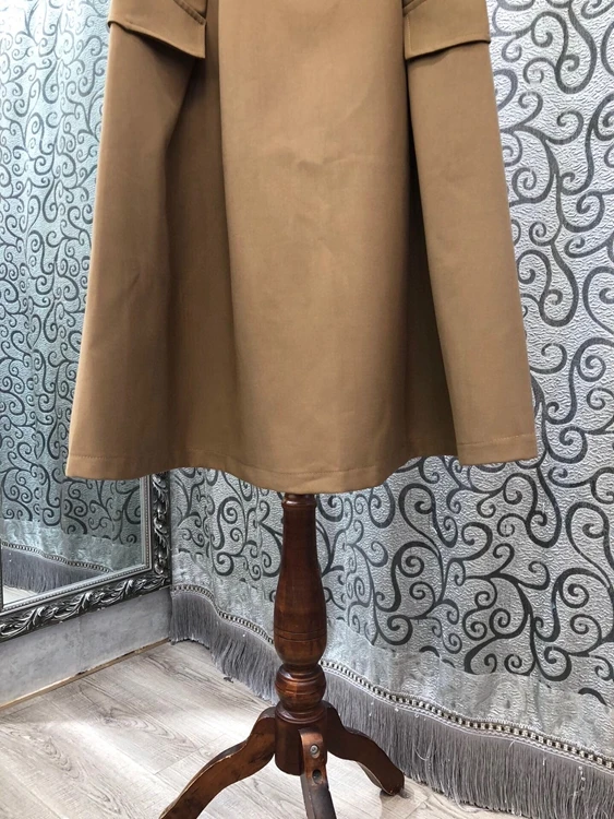 

High Quality Skirt 2021 Spring Summer Fashion Skirt Woman Chain Beading Deco Casual Work Skirt Khaki Brown Black Basic Skirt OL