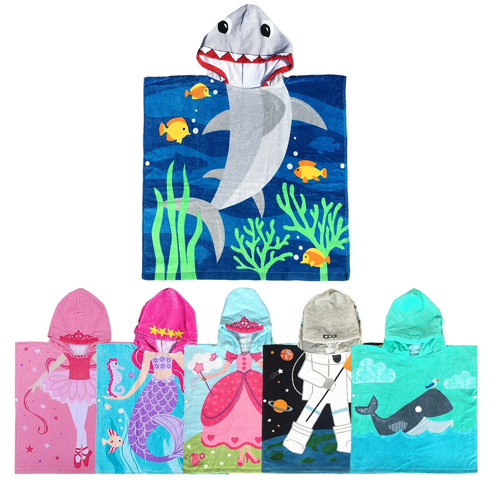 60 см детский хлопковый пуловер с капюшоном банное полотенце пляжное пончо