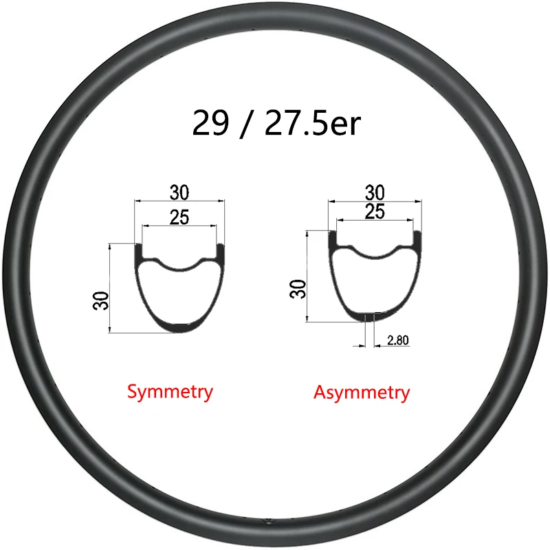 

Mtb carbon rims 29/27.5er gravel Symmetry Asymmetry 30mm width 30mm depth Light weight 320g bicycle rims UD/3K/12K matte glossy