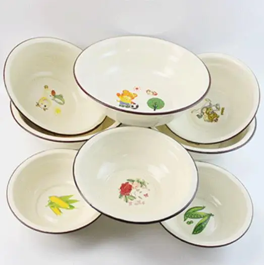 3pcs Vintage enameled print Basin bowl dishes pots fruit soup bowls wash Kitchen household items | Дом и сад