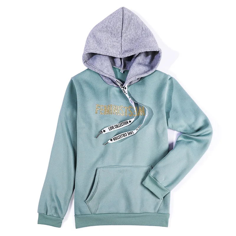 

Autumn Winter Fashion Casual Bronzing Letter Hooded Harajuku Long Sleeve Hoodies Fleece Warm Women Coats Girls Sweatshirts