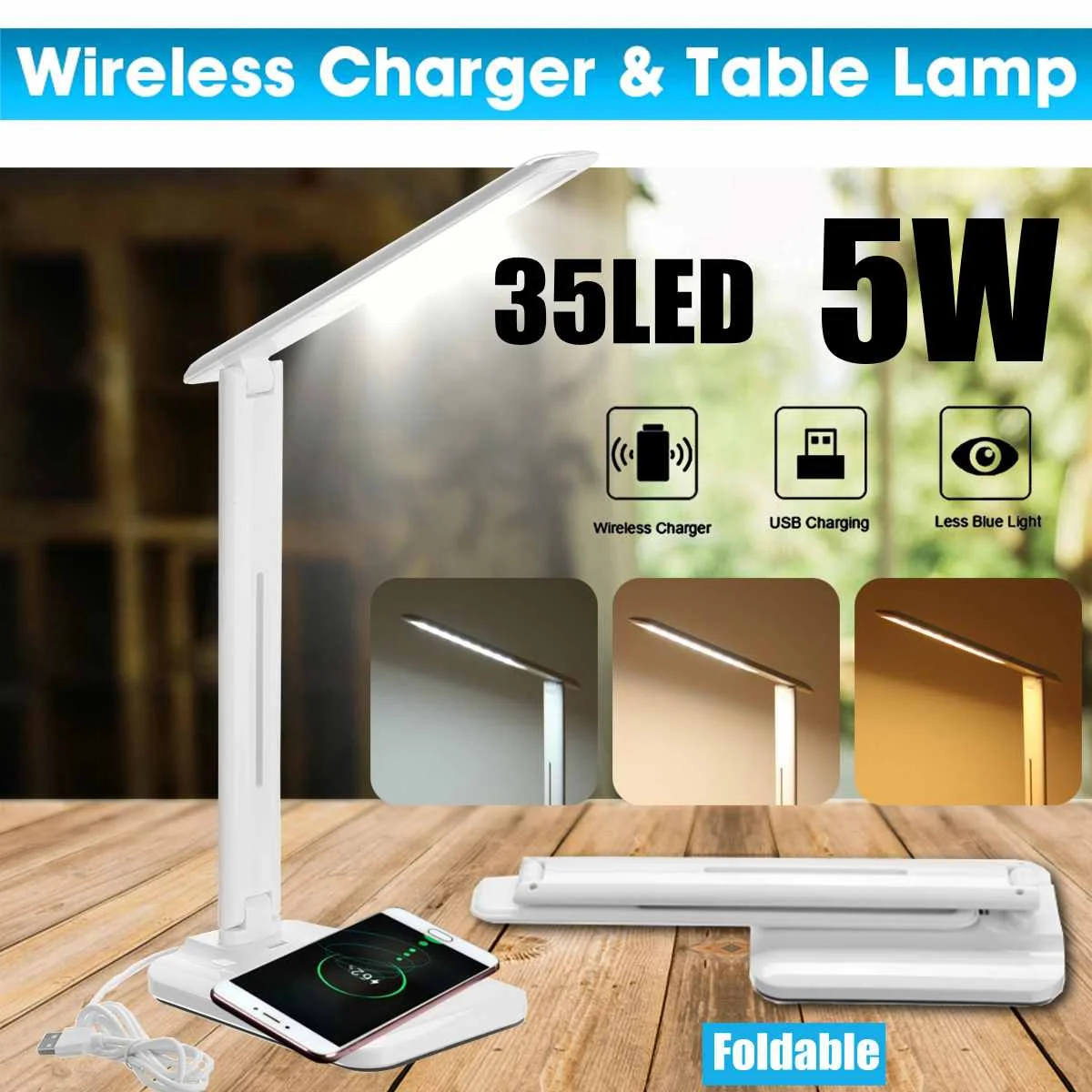 

10 Вт 2 в 1 светодиодный настольная лампа мульти-Функция настольная лампа регулировки домашнего освещения быстрой зарядки Беспроводной Заря...