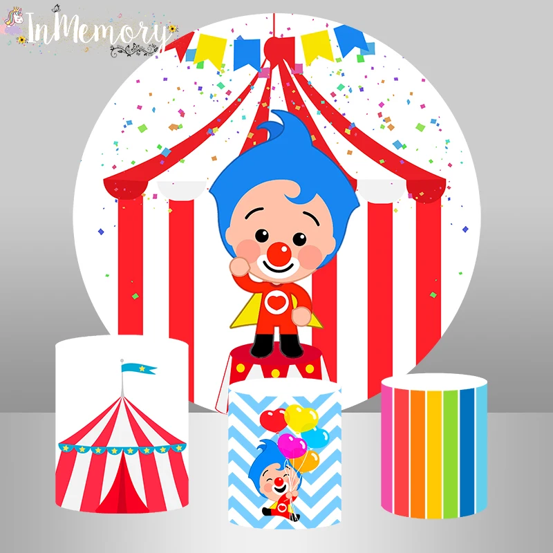 

Circle Round Backdrop Kids 1st Birthday Party Decoration Photography Banner Cartoon Animals Plim Photo Background