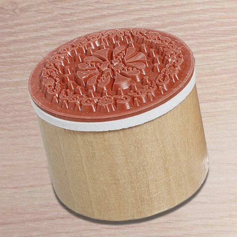 

6 Assorted Wooden Rubber Stamp Round Handwriting Floral Flower Craft