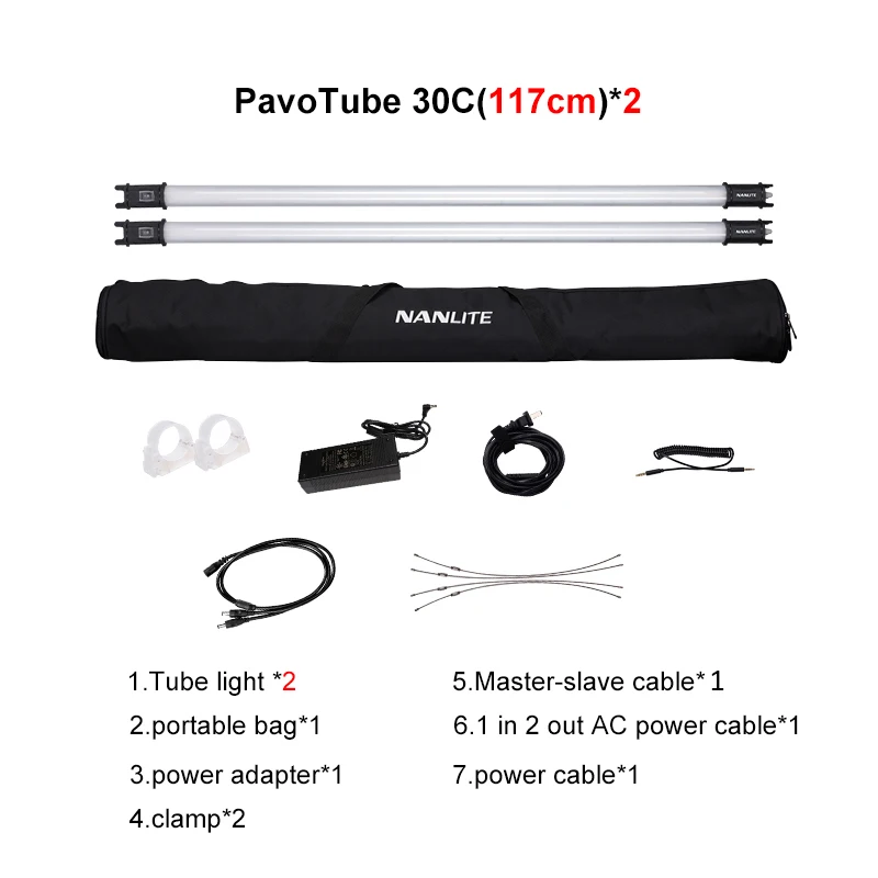 Светодиодная трубка NANLITE NanGuang цветная RGB 15C/30C 77 см 117 2700K-6500K ручная световая палка