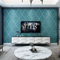 Nordic Luxury Diamond Wallpaper Blue Yellow Living Room Bedroom Modern Minimalist Fashion High-end Deerskin Velvet