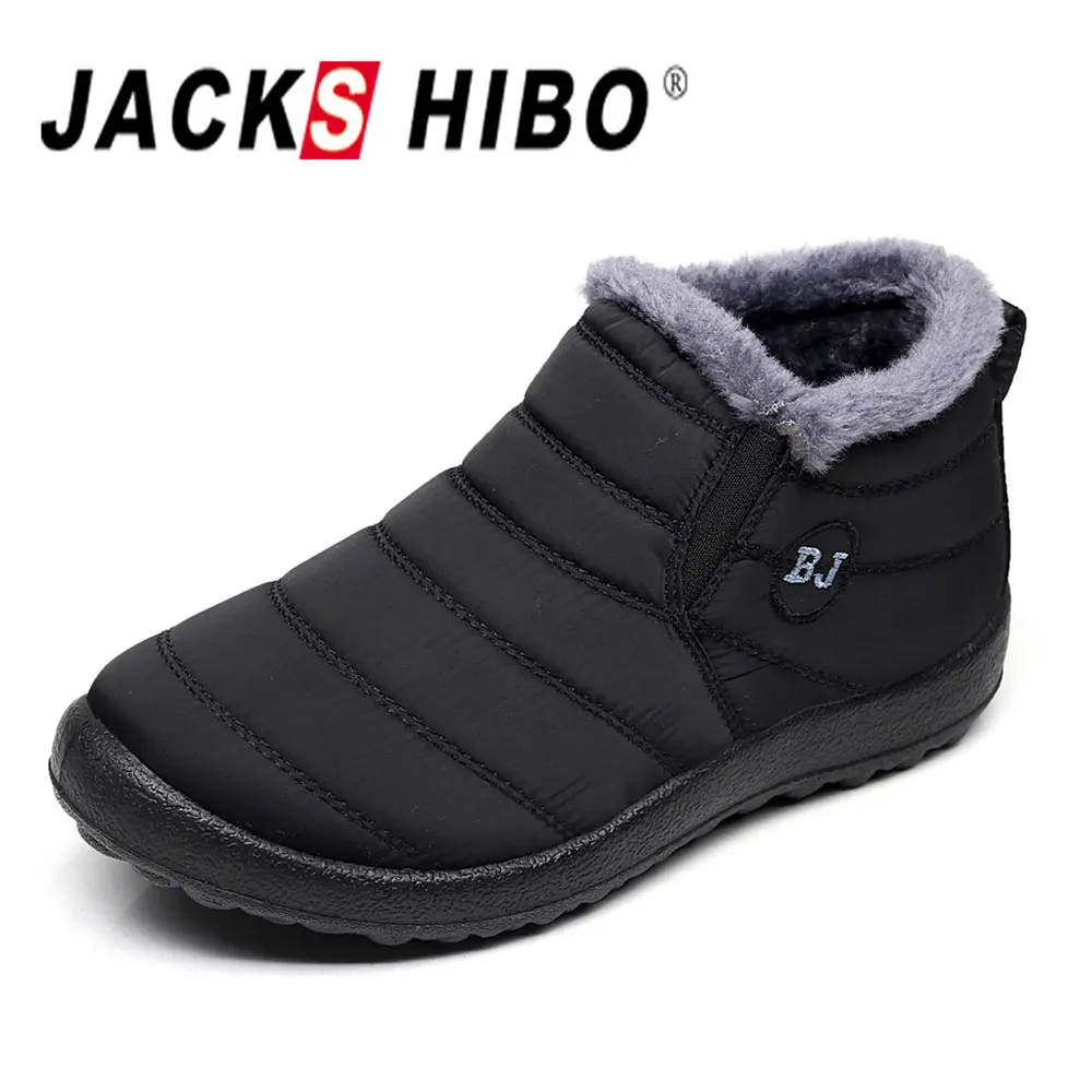 

Тапочки JACKSHIBO Мужские Женские зимние уличные водонепроницаемые ботинки для снега обувь мужская плюшевая теплая домашняя женская обувь 35-46